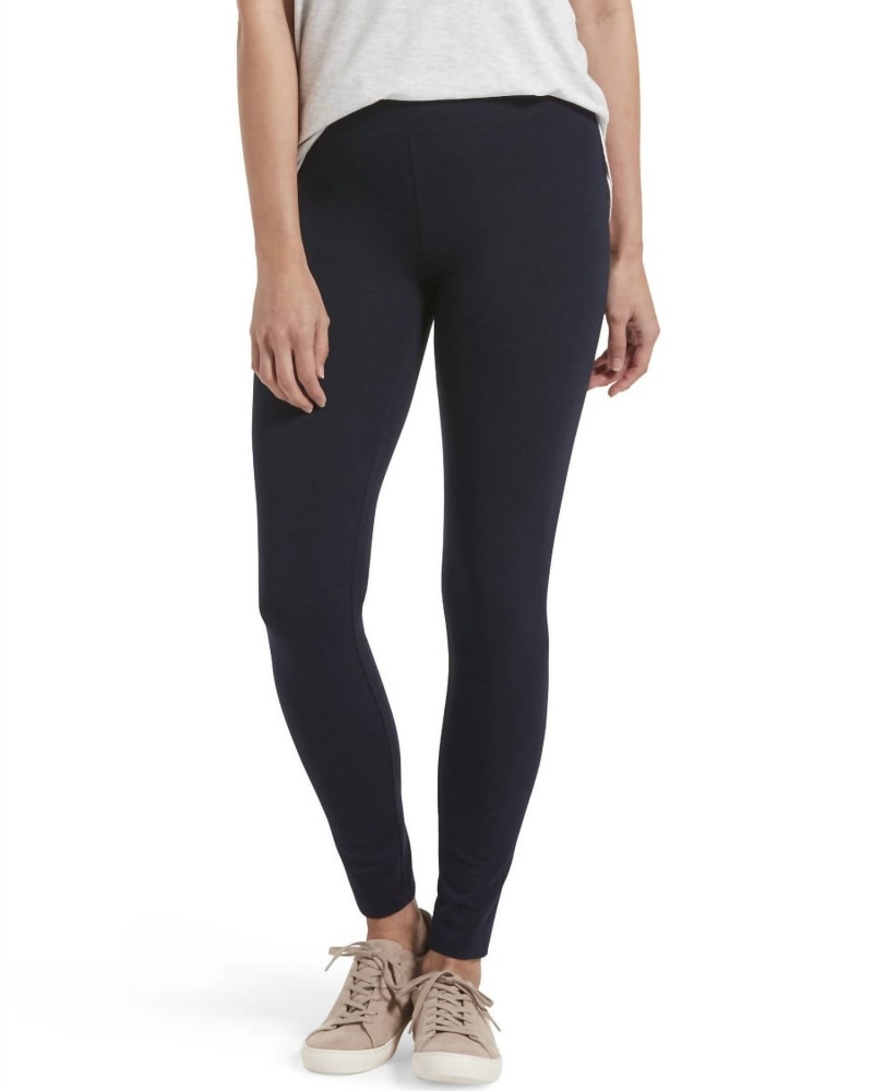 Front of a model wearing a size XL Ultra Leggings With Wide Waistband in Navy in Navy by HUE. | dia_product_style_image_id:343367